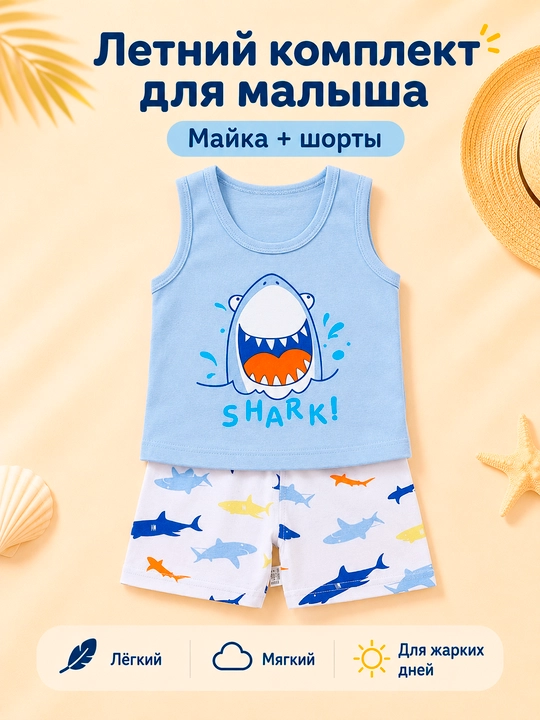Bolalar yozgi to‘plami, mayka va shortik