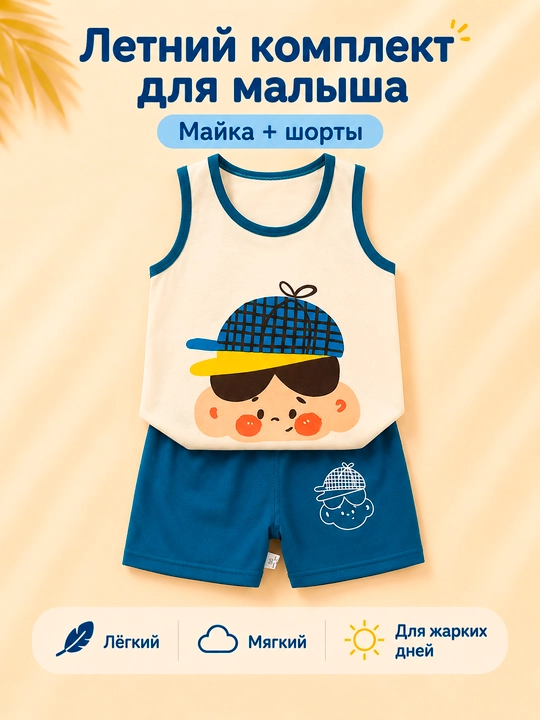Bolalar yozgi to‘plami, mayka va shortik
