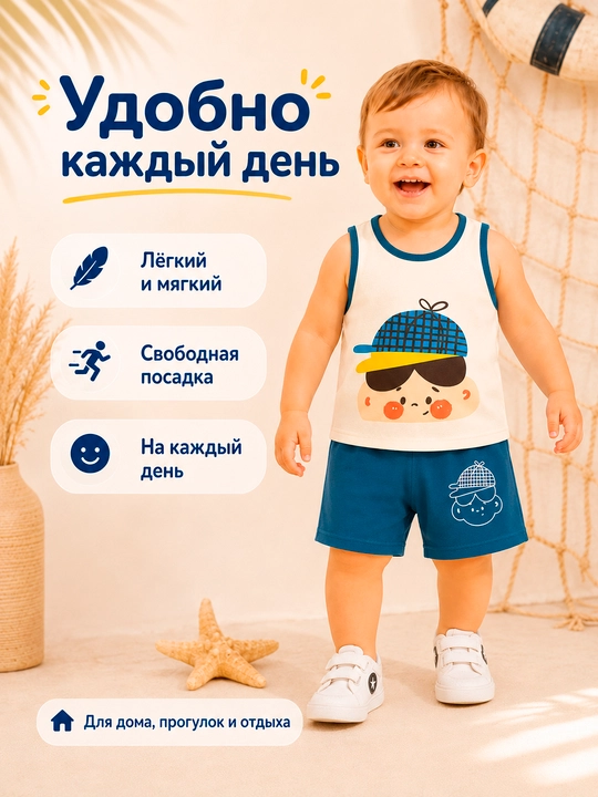 Bolalar yozgi to‘plami, mayka va shortik