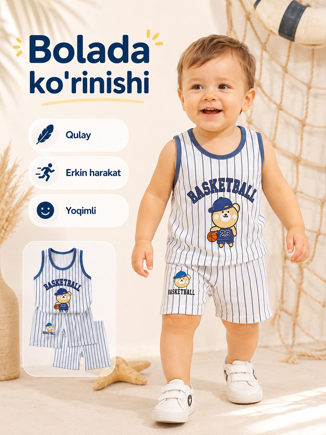 Bolalar yozgi to‘plami, mayka va shortik - 