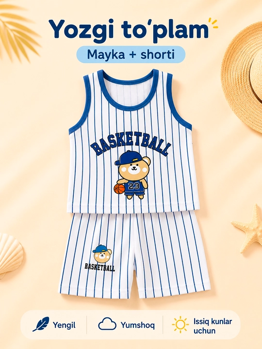 Bolalar yozgi to‘plami, mayka va shortik