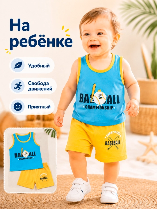 Bolalar yozgi to‘plami, mayka va shortik