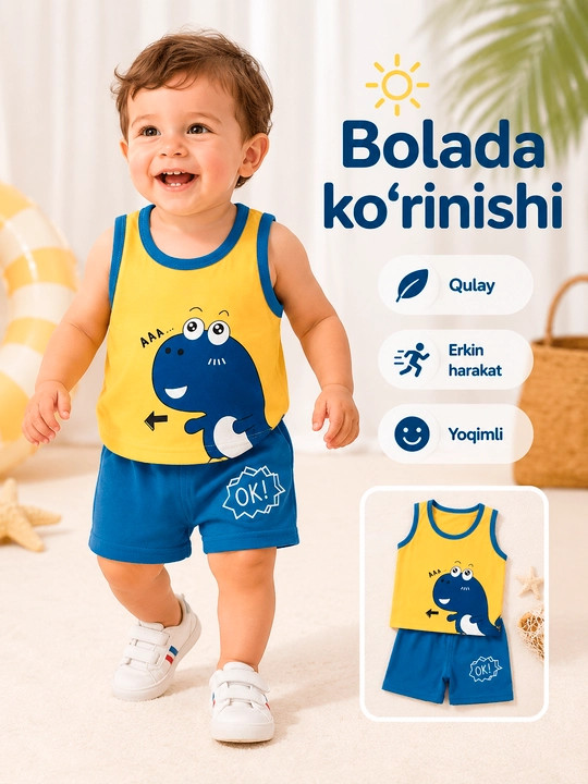 Bolalar yozgi to‘plami, mayka va shortik - 