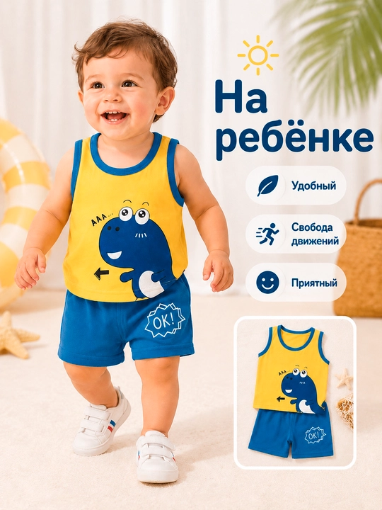 Bolalar yozgi to‘plami, mayka va shortik