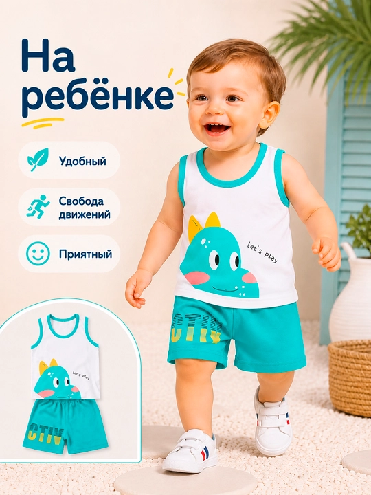 Bolalar yozgi to‘plami, mayka va shortik