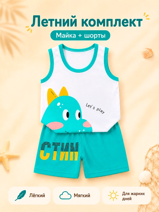 Bolalar yozgi to‘plami, mayka va shortik