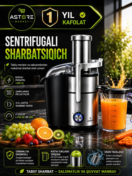 Professional Sharbat Siqgich UAKEEN ZL-704  1200W 2L 1 Yil Kafolat