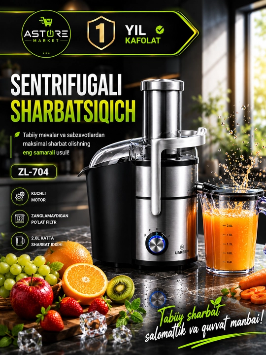 Professional Sharbat Siqgich UAKEEN ZL-704  1200W 2L 1 Yil Kafolat