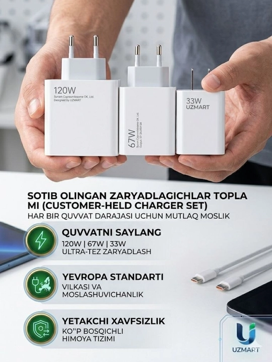 Оргинал Зарядное устройство, быстрая зарядка, адаптер, 33W, 67W, 120W, USB зарядка