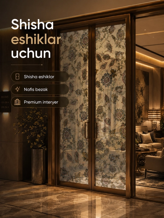Deraza va oynalar uchun o‘z-o‘zidan yopishadigan naqshli dekorativ plyonka