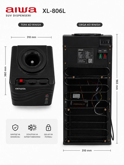 Диспенсер для воды AIWA XL-806L – горячая и холодная вода, 3 цвета