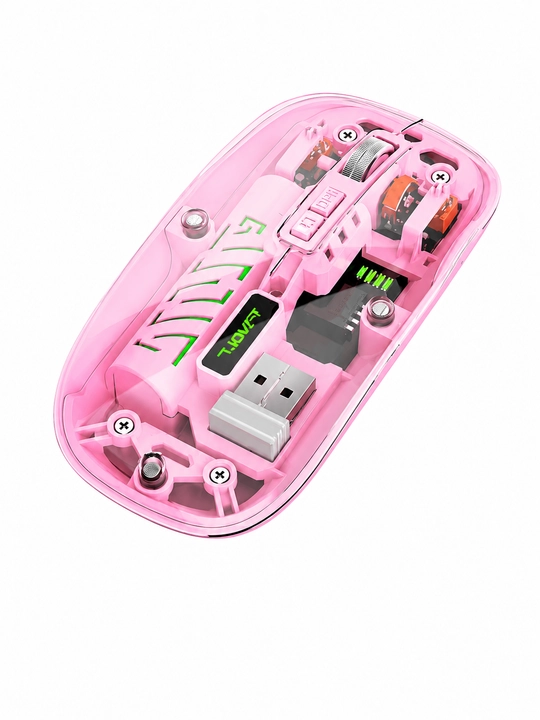 T-WOLF X11 simsiz o‘yin sichqonchasi, Bluetooth 5.0, 2.4 GHz, USB-C, shaffof korpusli