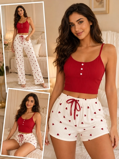 Ayollar pijamasi, 3 ta 1 da, tungi pijama
