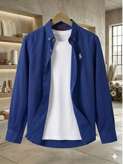 Мужская льняная рубашка Lion Classic Linen Casual, M-XXL — WEARDOD-LIONKOYLAK-ТЕМНСИН-M
