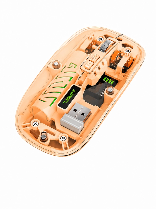 T-WOLF X11 simsiz o‘yin sichqonchasi, Bluetooth 5.0, 2.4 GHz, USB-C, shaffof korpusli