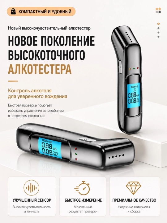 Yuqori aniqlikdagi sensorli professional raqamli alkotester