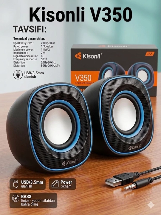 Колонки для компьютера, USB колонки, мини колонки, Kisonli V350,V400, акустика