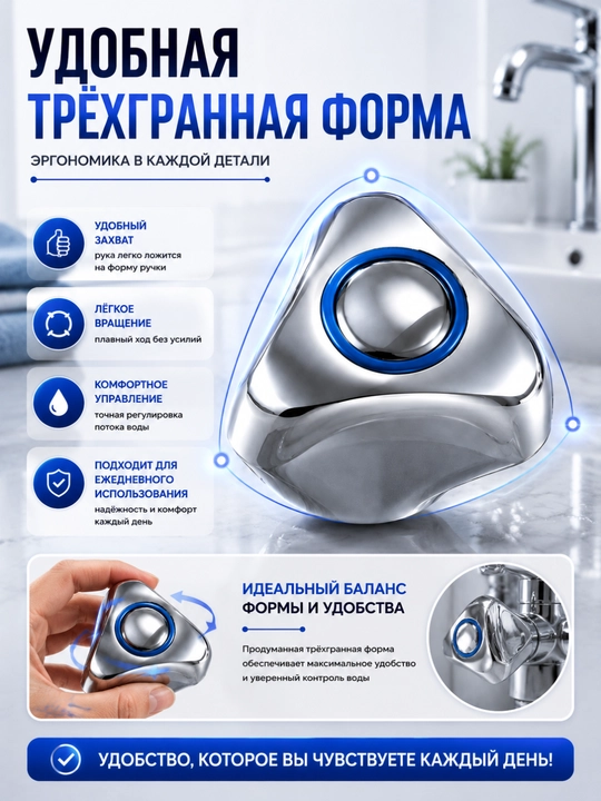 Треугольная ручка для смесителя – удобство, качество и современный дизайн в одном изделии!