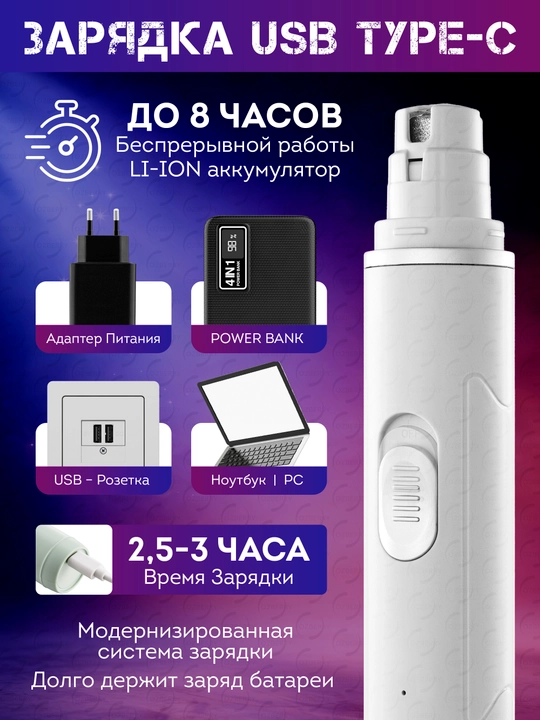 Mushuk va itlar uchun elektr tirnoq kesgich jim ishlaydigan tirnoq grinderi USB