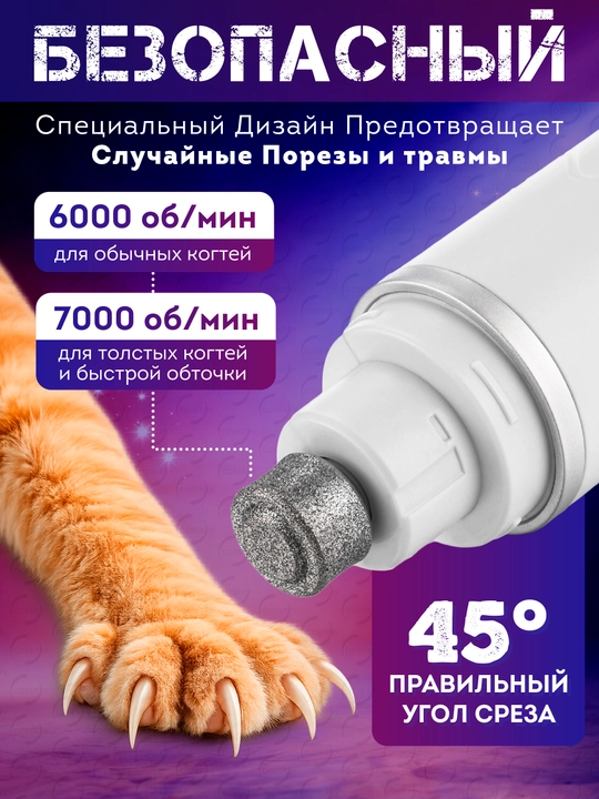 Mushuk va itlar uchun elektr tirnoq kesgich jim ishlaydigan tirnoq grinderi USB