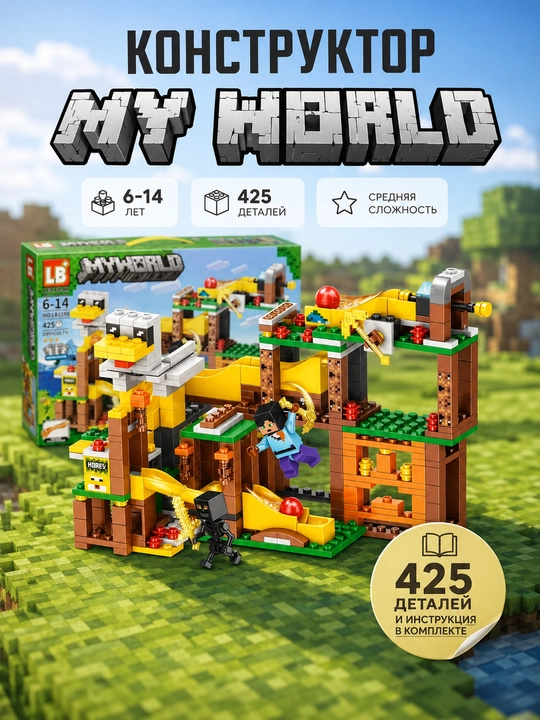 My World konstruktori 425 detal, bolalar uchun blokli konstruktor - 