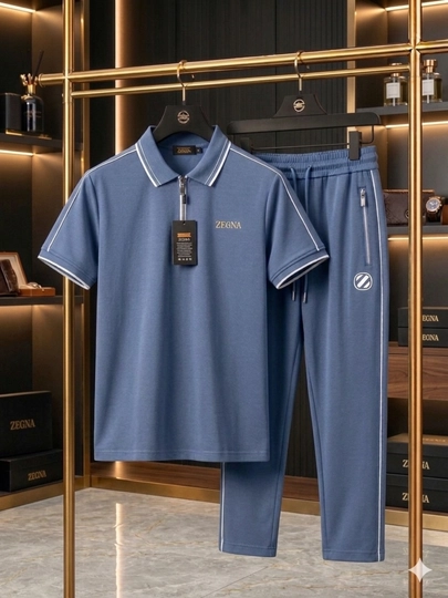 Спортивный костюм мужской Zegna, комплект футболка-поло на молнии и штаны — AVNS-ZEGNA-НГОЛУБ-XXL