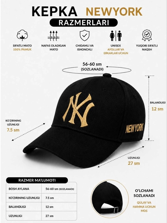 Kepka, beysbol kepkasi, sport kepkasi, uniseks kepka - 