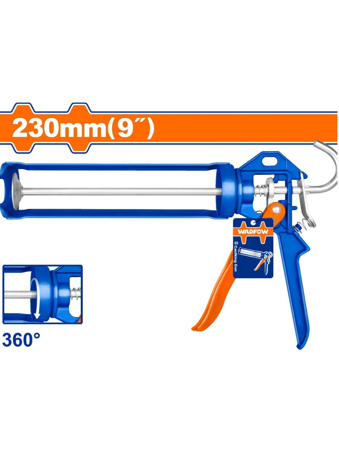 Silikon va germetik uchun pistolet, yarim ochiq, alyuminiy tutqichli, 225 mm, 9 dyuym - 