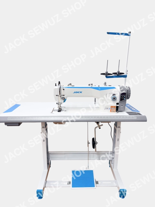 Charm va qalin matolar uchun mo‘ljallangan Jack H2 12 sanoat tikuv mashinasi, 36,5 sm uzunlikdagi qadamli tepki bilan