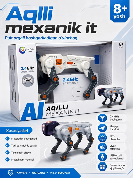 AI Intelligent Mechanical Dog — masofadan boshqariladigan robot it - 