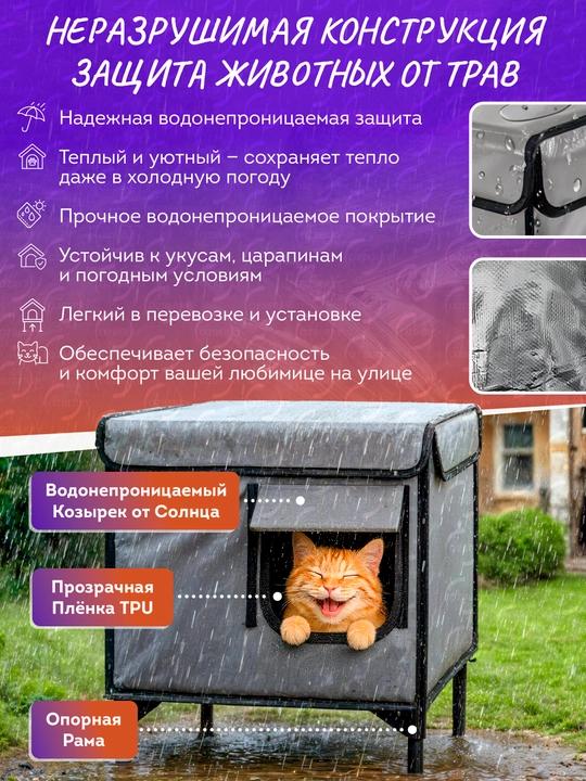 Теплый домик для кошек и собак, водонепроницаемый уличный дом для животных