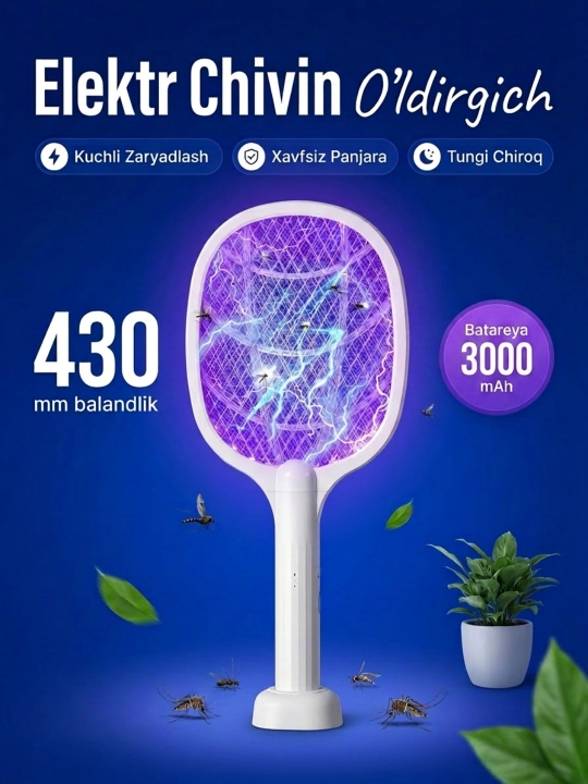 Ultrabinafsha nurlanishli chivin va pashshalarni yo‘q qiluvchi elektr raketka