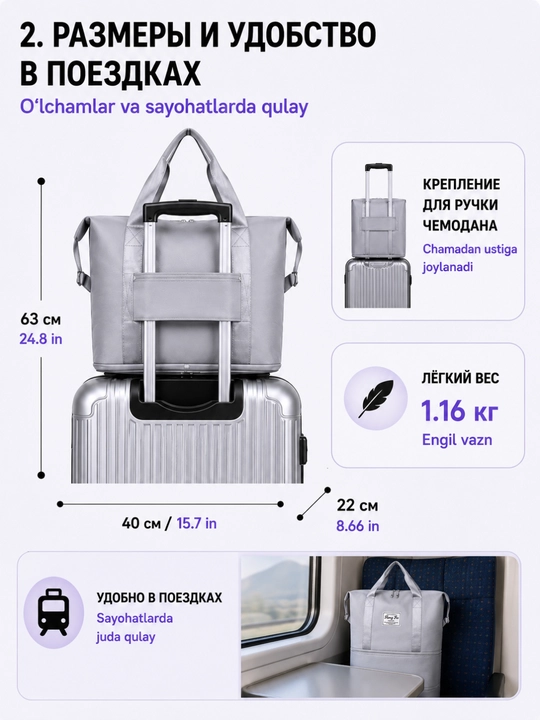 Ayollar uchun transformer yo‘l sumkasi, suv o‘tkazmaydigan