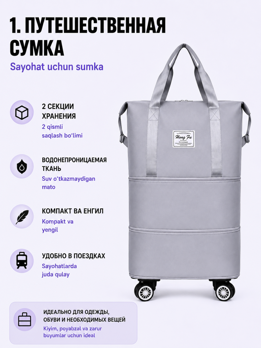 Женская дорожная сумка-трансформер, водонепроницаемая - 