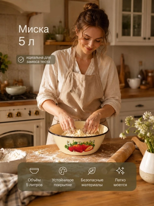 Миска эмалированная 5 л - 