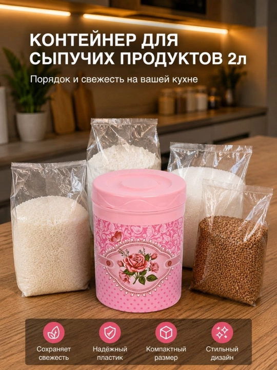 Sochiluvchan mahsulotlar uchun konteyner 2 litr - 