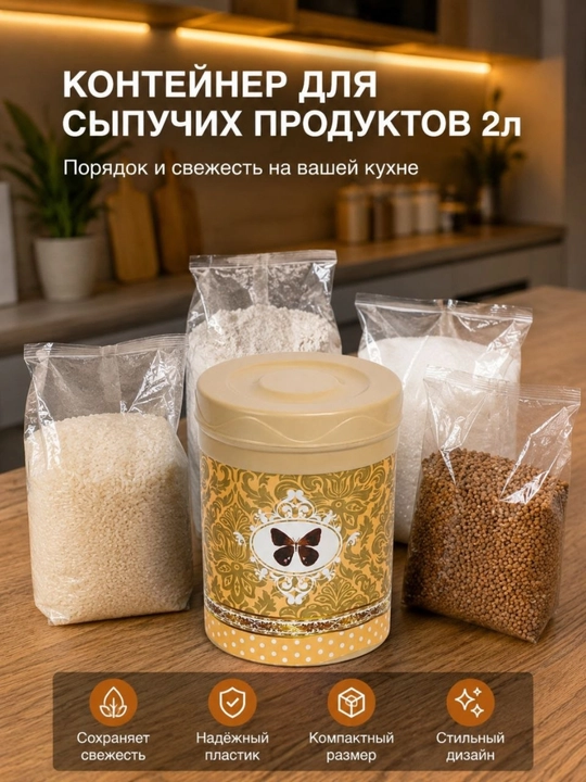 Sochiluvchan mahsulotlar uchun konteyner 2 litr - 