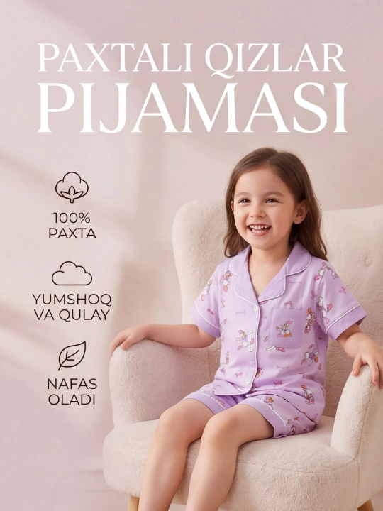 Qizlar uchun yozgi pijama to‘plami - 