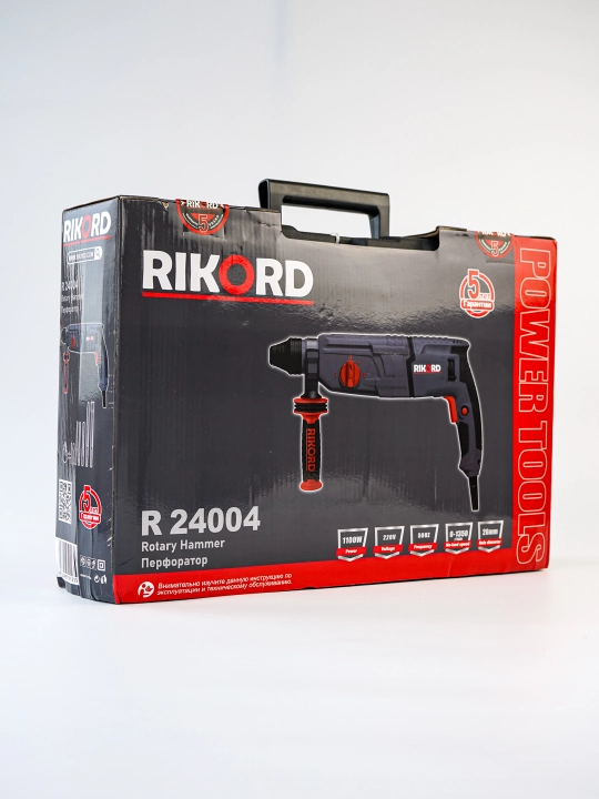 Professional perforator RIKORD keys bilan, zarbali drel, uskunalar to'plami