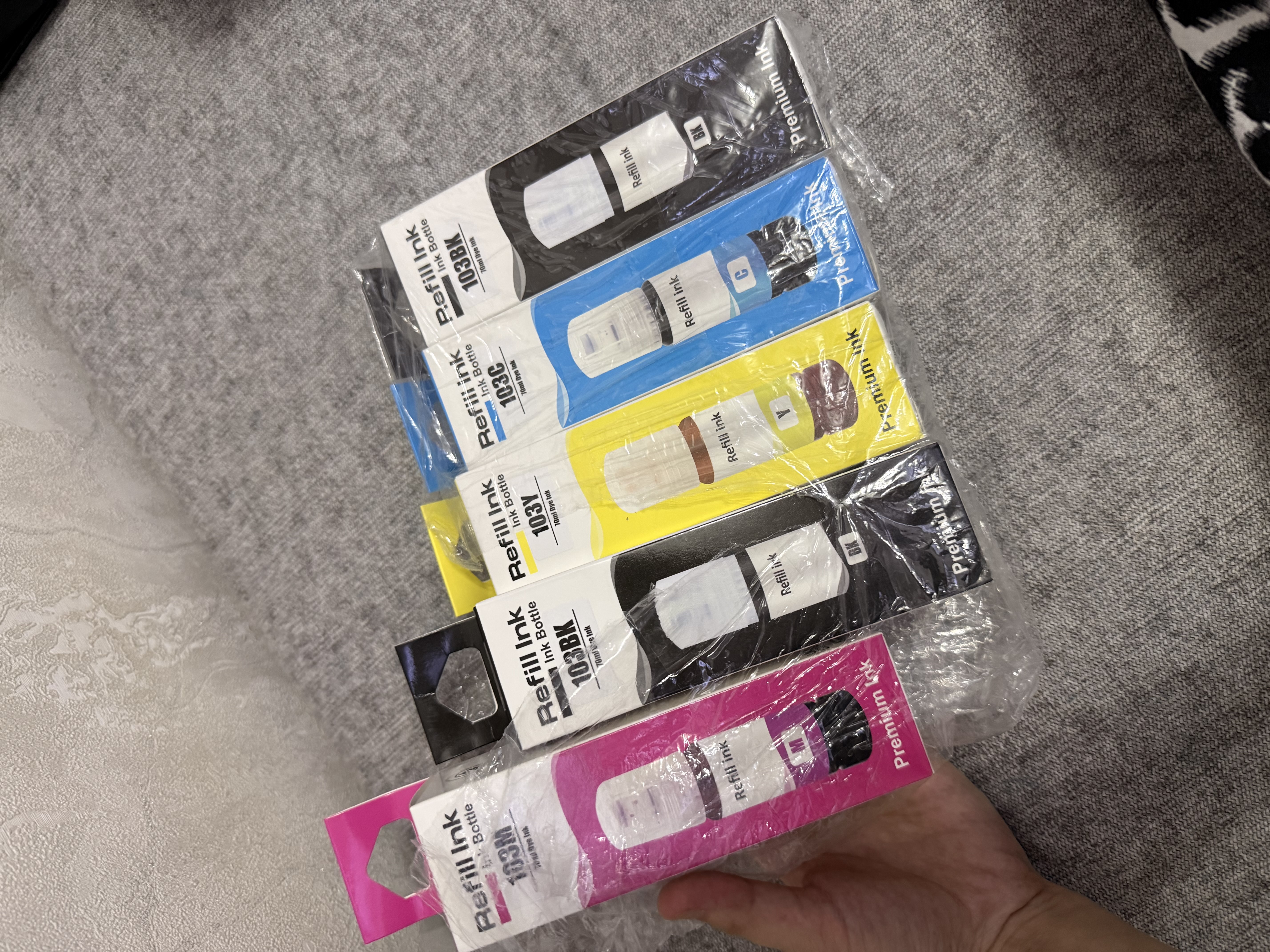 Siyoh Epson 103, l3150, l3250, 103 EcoTank printer bo'yog'i, 4 rang + 1 qora sovga
