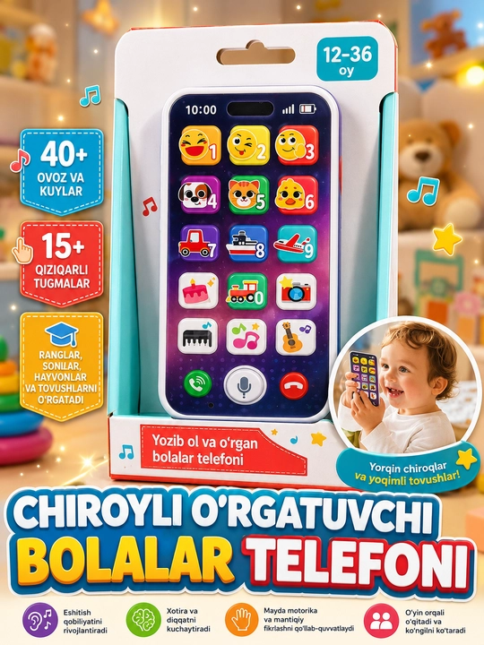 Chiroyli o'rgatuvchi bolalar telefoni - 