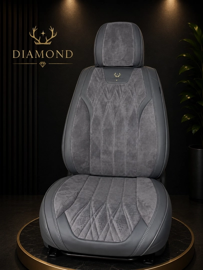Премиальные авто чехлы Diamond, эко-кожа и велюр — DIAMINV-VILUR-СЕРЫЙ
