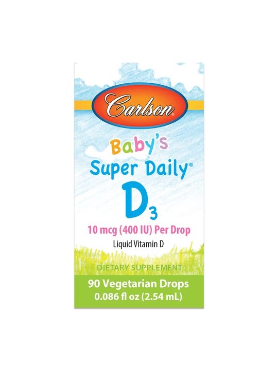 Витамин D3 для младенцев, Carlson, Baby's Super Daily D3, 400 МЕ, США