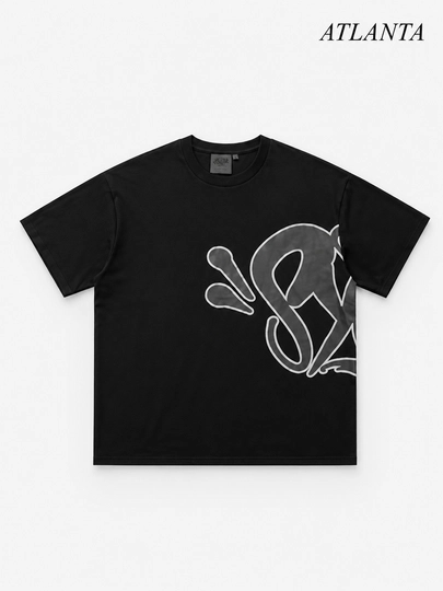 Мужская футболка Syna World Central Cee oversize с принтом, серая, Y2K streetwear стиль — ATLANUZ-SYNAFUT-ЧЕРН-S