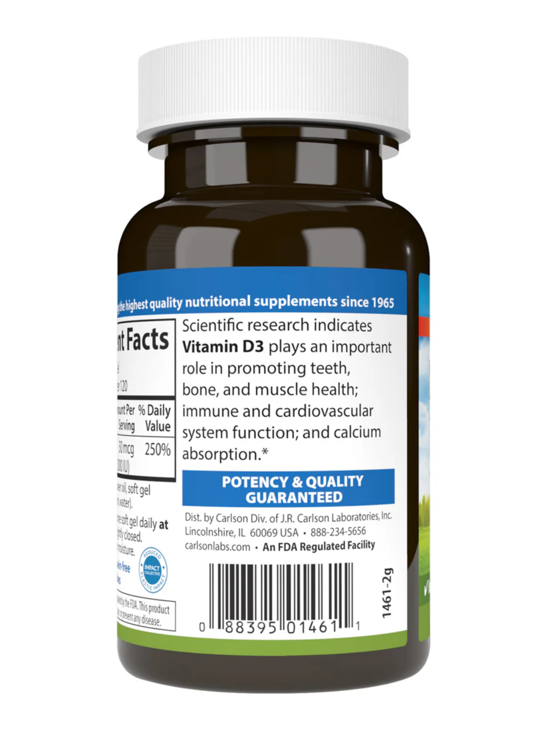 Витамин D3, Carlson, Vitamin D3, 2000 МЕ (50 мкг), 120 капсул, США