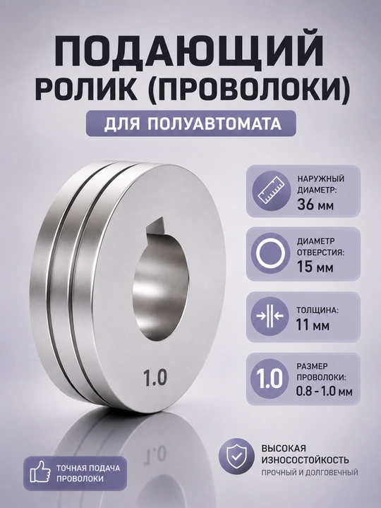 Ролик подачи проволоки для полуавтомата MIG/MAG, разные размеры - 
