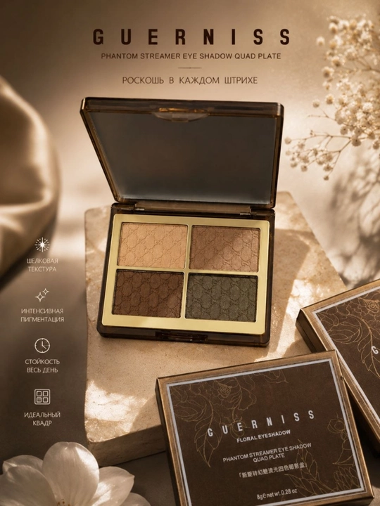 Палетка теней для век GUERNIS Floral Eyeshadow цвета стойкие матовые тени для макияжа глаз - 