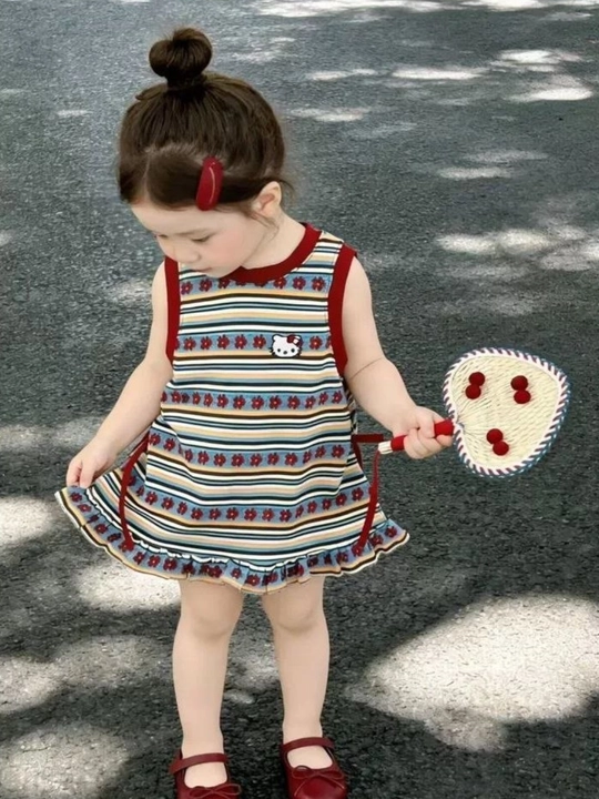 Летнее платье для девочек Hello Kitty стиль Мягкий хлопок 1-5 лет