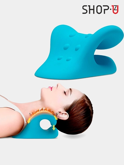 Анатомическая ортопедическая подушка-тренажер для шеи, Neck Stretcher — RXFITN-NECKSTRETCHER-ЛАЗУР