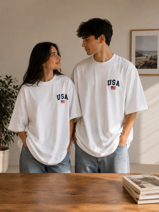 USA printli futbolkalar erkaklar va ayollar uchun, paxta